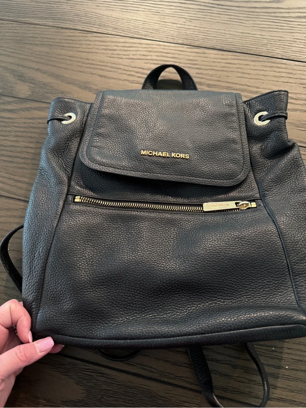 Michael Kors Black Leather Backpack